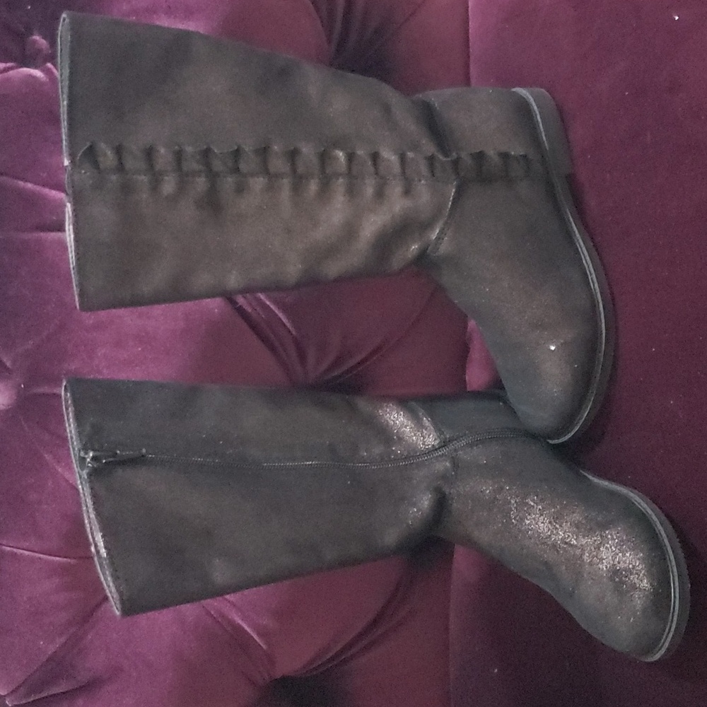 METALLIC BLACK KID BOOTS SIZE 13